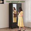product-fancy-88468d0b-1a4a-4671-8e95-d2e549c11184 Bedroom with Mirror Wardrobe, 71 Inch High Wardrobe with Drawers, Clothing Storage Cabinet with Adjustable Shelves And Hangers