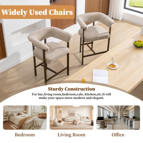 product-fancy-88531fa5-71a6-4990-a3bf-3095f2215d82 KERDOM 26'' Tall Bar Stools, Upholstered in Linen Fabric with Backrest And Footrest, Spacious Cushion Seat for Kitchen Islands, Dining High Chair for Restaurant Counters, Curved Back Support
