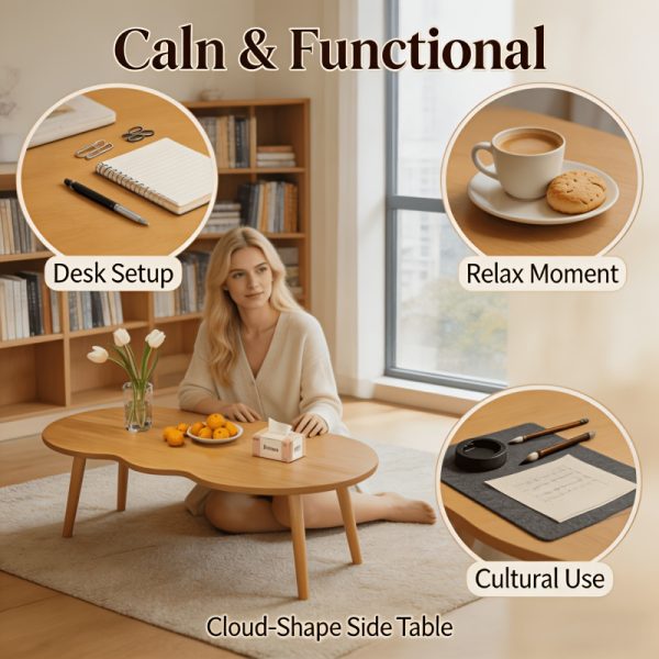 product-fancy-88658d75-4134-4f35-bd35-210a329db7da Modern Cloud-Shaped Coffee Table with Wavy Edge - Space-Saving Low Table Suitable for Small Spaces, Minimalist Nordic Style Engineered Table for Apartments, Easy Assembly Sofa Side Table for Bedroom, Balcony & Living Room Decor