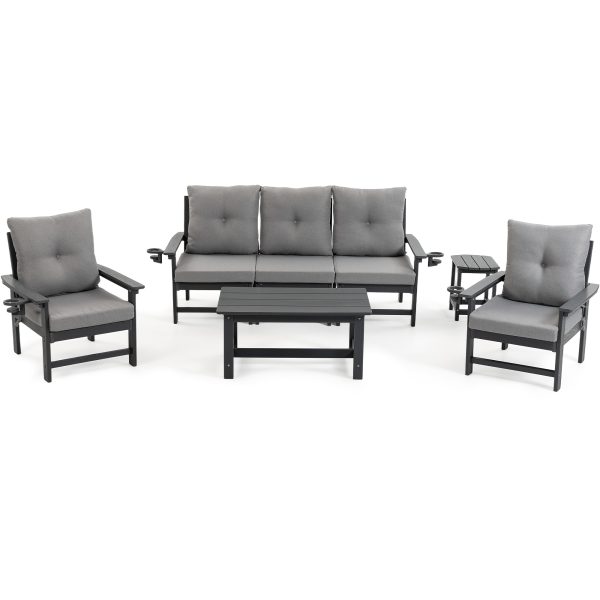 product-fancy-88be55ac-32e5-4925-bc10-4622bed53a65 Outdoor Patio Furniture Set, 7pcs HDPE All Weather Free Combination Outdoor Furniture, Patio Conversation Sets W/ Sponge Cushions for Patio, Gaden, Yard Lawn Poolside