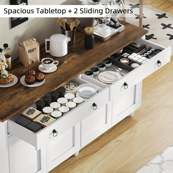 product-fancy-88ec1fc4-b3f8-49f6-a3d5-bcaa30101f7a 55-Inch Sideboard Buffet Unit, Mid-Century Kitchen Storage Cabinet Featuring 2 Drawers And 4 Doors, Coffee Bar Storage Cabinet
