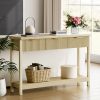product-fancy-890201bb-062f-41d1-86be-7fd5a0ce94f3 51 IN Fluted Console Table with 3 Drawers, Modern Entryway Table with Metal Handles, Sturdy Solid Wood Design, Hallway Table with Storage, for Living Room And Hallway