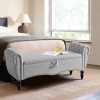 product-fancy-89046c10-4ab7-46db-96f2-a16d52026147 Mid-Century Modern Large Capacity Wooden Storage Box, Bedroom End of Bed Chair with Roll-Up Arms - Spacious Storage Space, Flip-Top Design, Perfect for Bedroom, Living Room, Hallway - Durable, Sturdy, Easy to Assemble