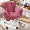 product-fancy-8929628b-85e3-4766-a2a6-2148fc166f3a Vanity Chair Skin-Friendly Material with Mid-Back, Modern Adjustable Height Upholstered Swivel Chair with Wheels, Desk Chairs Comfy with Side Pockets for Bedroom