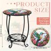 product-fancy-89cfb9dc-d310-45fd-b58b-eead74aea0ec 14" Round End Table Unique Pattern Printed with Birds, Butterflies And Flowers, with A Metal Frame for Storage At The Bottom And Metal Scrollwork Accent Side Table