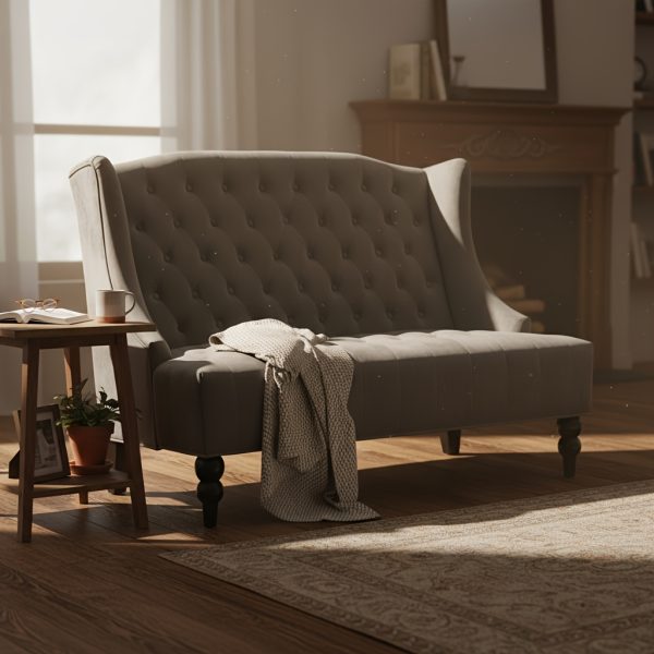 product-fancy-89e73ab4-8005-4e2d-ba32-12b66cab70ac 50-Inch Two-Seater Sofa, Comfortable Velvet Fabric, Mid-Century Modern Style, Minimalist Design, Extended Backrest, Compact Two-Seater Suitable for Bedrooms, Apartments And Home Offices