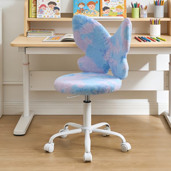 product-fancy-8a0b3136-8498-42d7-a108-1186656fc539 Girls Desk Chair - Comfy Swivel Kids Desk Chair for Girls Room, Fluffy Butterfly Kids Office Chair for Reading & Vanity