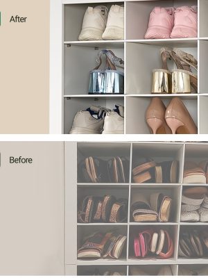 Shoe Storage Unit, Accommodates 36 Pairs, Freestanding Closet Organizer, 8.8-Inch Wide Wooden Shoe Organizer, 12-Tier Vertical Shoe Rack for Entryway And Bedroom, in White And Greige