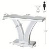 product-fancy-8a258a4d-320a-490d-b104-273f5143a560 Mirrored Console Table, Modern Sliver Entryway Sofa Table With Crystal Inlay Frames For Living Room, Hallway, Foyer