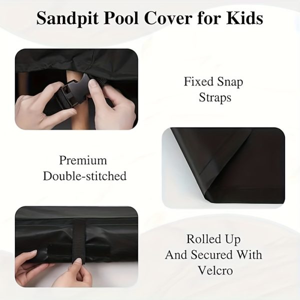 [Heavy-Duty Sandbox Cover] OKEECA Heavy-Duty 420D Oxford Cloth Sandbox Cover with Roof And Foldable Bench | 48 Inches Wide X 48 Inches Deep X 48 Inches High, Black (Excluding Sandbox)