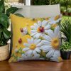 product-fancy-8aa628ad-6ff2-44fa-86cd-e4b2adfd72de 2D Flat,Terrace Cushion Cover,1pc 18X18 Inches Quare Pillow Cover, Ladybugs Rest on Daisies.,Decoration, Gifts,Valentine Festival Gifts,Outdoor Indoor,Garden Decoration, 2D Flat