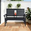 Patio Bench Designed for Two, Featuring Cup Holders And Made from HDPE, Ideal for Gardens And Porches, with Resistance to Fading And Rotting