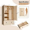 product-fancy-8aee3477-b5e9-4f03-ad9f-0fce17e90ccd Bonnlo Freestanding Wide Armoire Wardrobe Closet with Shelves, Hanging Rod And Drawers for Bedroom