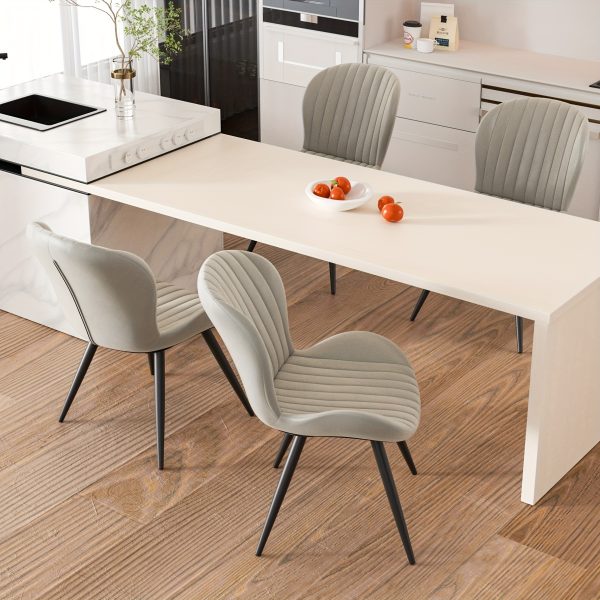 product-fancy-8aff322b-2849-42de-be1e-f2dd6d3f2042 Set Of 2/4 Dining Chairs - Boucle Upholstered Kitchen Chairs with Curved Backrest & Metal Legs - Mid Century Modern Round Dining Room Chairs for Vanity, Living Room