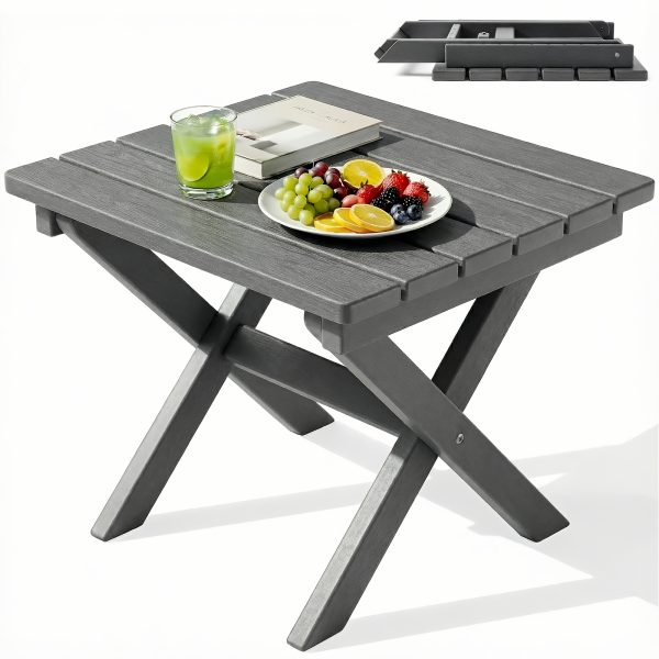 product-fancy-8b2e738c-4216-41d8-a5a4-bad41b7a5d80 Collapsible Outdoor Side Table, Durable HDPE Adirondack Table, Convenient Portable End Table, Resistant to Weather for Camping, RV, Poolside, Garden, Suitable for Indoor And Outdoor Use