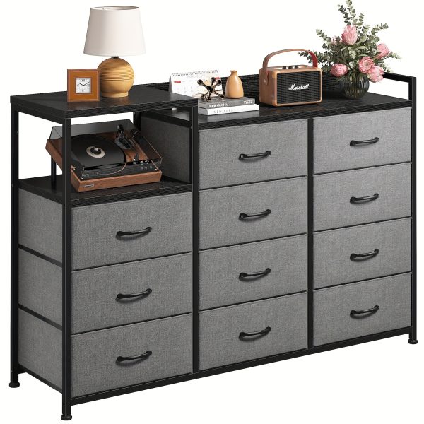 product-fancy-8b40ae60-1527-4154-bc9c-9ee0c7c71a1c Dresser, Dresser for Bedroom with 11 Drawers, Long Dresser TV Stand with Shelves, Wide Dressers & Chests of Drawers, Large Dresser for Bedroom Dresser with Sturdy Metal Frame & Wood Top, Grey