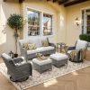 product-fancy-8b5c7497-370d-498d-a75c-db636c6215de 6pcs Outdoor Patio Furniture Set with Swivel Rocking Chairs, High Back Outdoor Sectional Sofa Sets with Side Table - Handwoven Rattan Outside Seating Sofa, Weather-Resistant Couch for Garden/Deck/Backyard/Decor