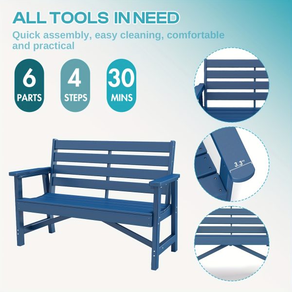 product-fancy-8b76568d-1c6e-4520-b4c4-0f0d4ec029e6 51.5' Outdoor Bench Heavy Duty HDPE Garden Bench for Patio, Park, Porch & Backyard Comfortable 2-Person Seating Rust-Free & All Weather Resistant