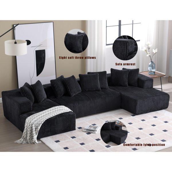 product-fancy-8b7b19d3-a06a-48de-8694-f464aeab4a65 131'' Modular Sectional Couch, U-shaped Sofa, Chaise Lounge, Striped Fabric, Upholstered 4 Seater Couch for Living Room, Bedroom, Free Combination Sofa (Corduroy), Gray