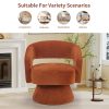 360 Degree Swivel Barrel Chair Modern Velvet Accent Chair Comfy Round Armchair Swivel Accent Chair for Living Room Orange