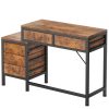 product-fancy-8bc67e1e-71e1-4069-8b60-969a3358ba1e 51in Retro Industrial Writing Desk with 5 Drawers & Printer Stand