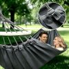 product-fancy-8bd871ae-0c02-4833-915b-66d6cf4c9a87 1pc Patio/Outdoor Hammock with Support Pole, Sturdy Dark Gray Fabric Hammock with Anti-Tip Design, Durable with Tie-Down Ropes - Ideal for Relaxing in the Patio, Outdoors, Indoors, and Camping, for Outdoor Hammock Use