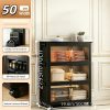 product-fancy-8c3cb3a6-0fc1-4951-b12d-5994d95dd26e No Assembly 2/3/4/5 Tier Foldable Stackable Storage Cabinet, 44.29 Inch Large Capacity Modular Organizer Box with Lid, Rolling Wheels & Magnetic Double Door, Space Saving Portable Multi-Layer Storage Unit, Easy Setup Household Storage Container