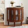 ORRD 31'' Sideboard Buffer Cabinet with Storage, Semi-Circle Modern Accent Storage Cabinet with Wooden Finish & Acrylic Doors, Console Table for Living Room Entryway Hallway