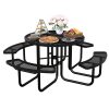product-fancy-8c74d3c6-3b22-448b-96fc-b088e8b8befb Heavy Duty Outdoor Metal Table and Bench Set Compatible for - -Weather Coated Steel Frame & Plastic Tabletop, Easy Assembly Outdoor Furniture for Park, Patio, Playground, School, Campsite - & Low Maintenance