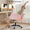 product-fancy-8c7a1739-3be7-4be7-a9a4-7188cbbce39a Modern Office Crossover Wheelchair, Luxurious Plush Vanity Chair with Wheels, Adjustable Armrests, Ergonomic Office Chair Suitable for Bedrooms, Computer Makeup Rooms, And Offices, Available in White, Black, Pink, And Gray, Stable And Durable
