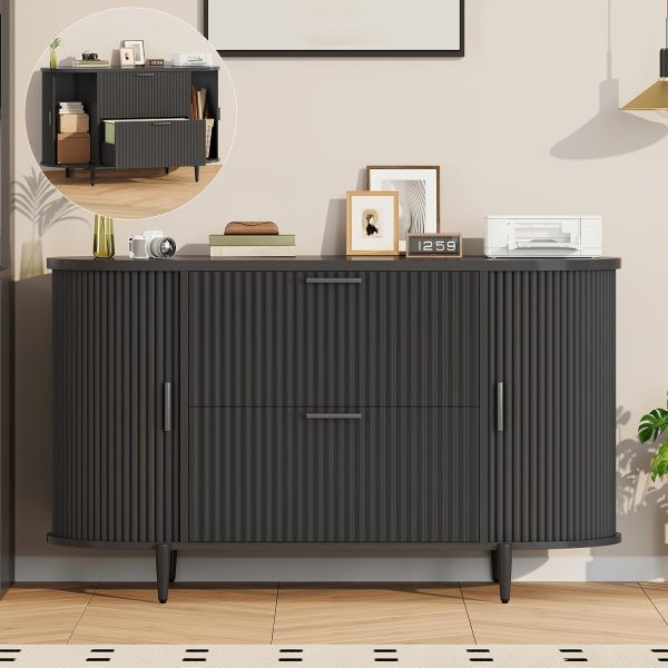 product-fancy-8c7ee531-4952-45f9-b3b5-8d3b5593351b 2 Drawer File Cabinet, fit Legal/Letter/A4 Size, 39.4" Filing Cabinet with 2 Sliding Door Storage for Home Office