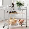 product-fancy-8c876453-361b-4434-90a5-efcf2ad65a37 Compact Two-Tier Wine Cart for Home Use, Featuring Mirrored Shelves, Wine Racks, And a Glass Holder, Ideal for Dining Rooms, Living Rooms, And Parties