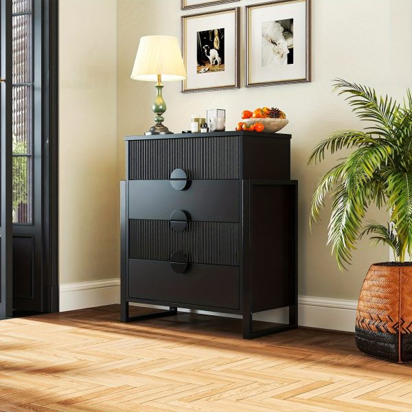 product-fancy-8c896683-d0b0-47f2-acf7-cb9155c42a08 Mozeat Lens Modern Fluted 4 Drawer Dresser, Dressers For Bedroom, Textured Wood Sticks Borders H Metal Legs For Bedroom, Living Room, Hallway