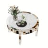 AESOME Glam Silver Mirrored Round Coffee Table Crushed Diamond Accent Side Table With Beveled Glass Edge Modern Center Table For Living Room And Office (31.5" D X (31.5" W X 18.3" H)