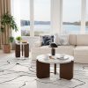 product-fancy-8cb11114-8b86-472a-99b4-56a9946883df Brown Marble Look Side Table, Faux Marble MDF End Table for Living Room, Bedroom - Modern Accent Table with Lower Shelf for Couch, Sofa, Small Apartment