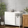 product-fancy-8cb8428e-d296-44cd-b3e1-b87408217803 Baby Changing Dresser, 8-Drawer Baby Dresser with Changing Table Top, Easy to Assemble, Mobile Utility Cart with Wheels for NurseryDiaper Changing Station, Mobile Dresser for Nursery, White
