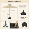 [Christmas & Halloween] Deluxe 32 LED Lighted Patio Umbrella - Navy Blue/Beige/Red/Brown, Solar 10Ft Market Umbrella with Base, Outdoor Table Umbrella with Ventilation, Solar Umbrella with Push Button Tilt/Crank for Garden, Deck, Backyard, Pool, Christmas & Halloween