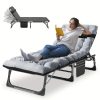 [Portable Folding Bed] Mophoto Sleeping Cots For Adults, 5-Position Folding Chaise Lounge Chairs Outdoor, Portable Folding Bed Cot Lounge Chair For Beach Lawn Camping Pool Sun Tanning