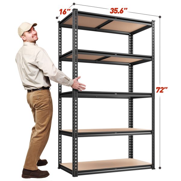 [Heavy Duty Shelving] 72''H Kitchen Standing Rack/Standing Baker'S Rack 2000LBS Garage Shelving 72"H X35.5"W X15.8"D Storage Shelves Heavy Duty Shelving 5 Tier Metal Shelves For Garage Shelves, Adjustable Shelving Unit For Kitchen Basement Pantry Utility Rack Shelf