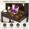 product-fancy-8cf565a9-490c-42c9-a0b1-17733c76cae9 HWB Modern Computer Desk with Pegboard, 64" Home Office Desk with LED Lights & Charging Station, Small Study Desk with Hutch And Storage Shelves for Bedroom