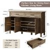 product-fancy-8d18752c-0af9-47c7-ad75-5ae0770f02d4 Farmhouse 48 Inch Buffet Cabinet with Storage, 48 Inch Sideboard with 2 Drawers And 3 Doors - Wood Coffee Bar Cabinet with Adjustable Shelves for Kitchen, Dining Room, Living Room