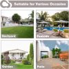 3pcs Outdoor Wicker Patio Bar Set with Hidden Storage Shelf, Brown Glass Top Table with Two Matching Stools and Comfortable Cushions for Backyard, Garden, Poolside and Patio