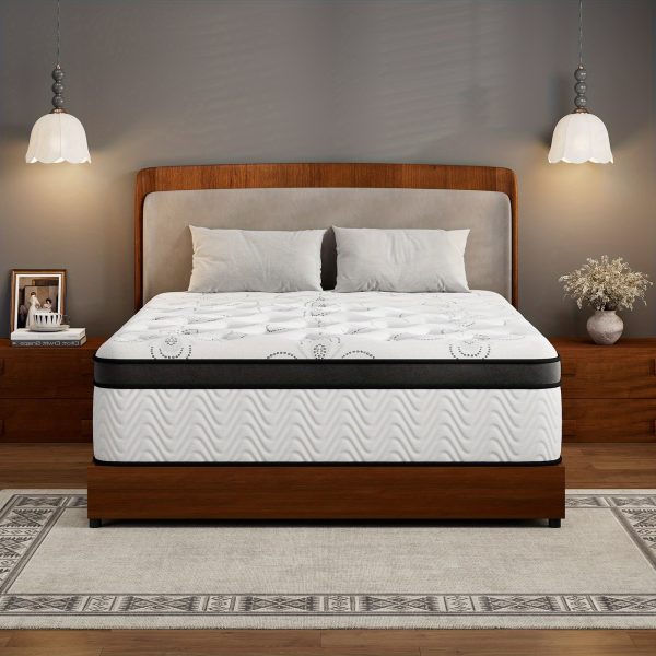 [Hybrid Mattress] 12 Inch Mattress, Memory Foam And Pocketed Coils Hybrid Mattress With Pressure Relief, Motion Isolation, Edge Support, Plush Feel, Mattresses In A Box