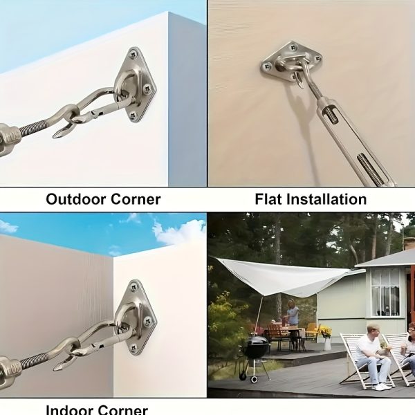 44pcs Sun Shade Sail Hardware, 304 Stainless Steel Material, Heavy Duty Sun Shade Sail Stainless Steel Hardware Kit, Suitable for Courtyard Garden Awning Hanging Installation