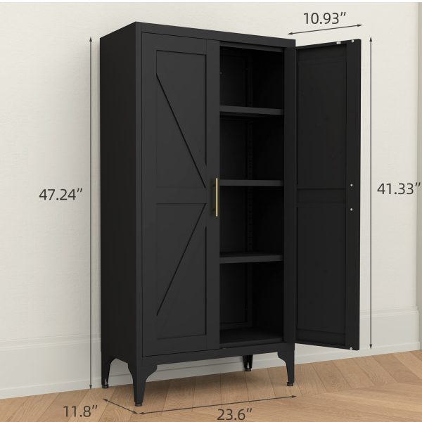 product-fancy-8d5c7f0d-3442-414c-8929-1d03e775d7ac Metal Storage Cabinet, Metal Kitchen Pantry Cabinet, Food Pantry Storage Cabinets With Doors And Shelves, Large Steel Storage Cabient For Dinning Room, Laundry Room, White/Black