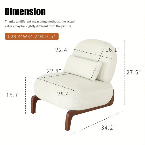 product-fancy-8d6fb505-6ee1-4c38-96ce-f45c29e0b6ec Cute Accent Chair with Solid Wood Legs, Velvet Living Room Chair with Soft Cushion, Cozy Bedroom Chair, Comfy Armless Reading Chair for Apartment, Waiting Room, Balcony