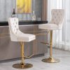 product-fancy-8d6fc698-7387-4a79-88d4-531e8de10619 Thick Golden Swivel Velvet Bar Stools Adjust Seat Height From 27-35 Inches, Modern Upholstered Bar Stools with Comfortable Tufted Backs for Home Bars And Kitchen Islands (Set Of Two)