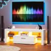 product-fancy-8d7a2ac2-49ec-4d0e-865a-3fbc29203c97 71" High Gloss LED TV Stand for 55/65/75/80 Inch TVs, Gaming Entertainment Center with Cabinet for PS5, Modern Media Console TV Stand with LED Lights, Wood Television Stand with Storage for Living Room, Game Room, Bedroom, White/Black