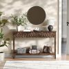 product-fancy-8d836f0d-c26b-4be6-acf3-c6e0510c0f60 Kinder King 51 Inch Modern Console Table Farmhouse Entryway Table with 3 Drawers Narrow Wood Entry Way Table with Open Storage Shelf Long Sofa Table Behind Couch for Hallway, Foyer, Living Room, Walnut