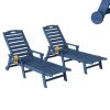 product-fancy-8d9ed6c8-71f8-4951-9733-d52c1d8be519 2pcs HDPE Wood Grain Outdoor Chaise Lounge Chairs, 78" All-Weather Patio Poolside Loungers with Wheels & Cup Holders, 5-Position Adjustable Recliners for Backyard & Summer Relaxation